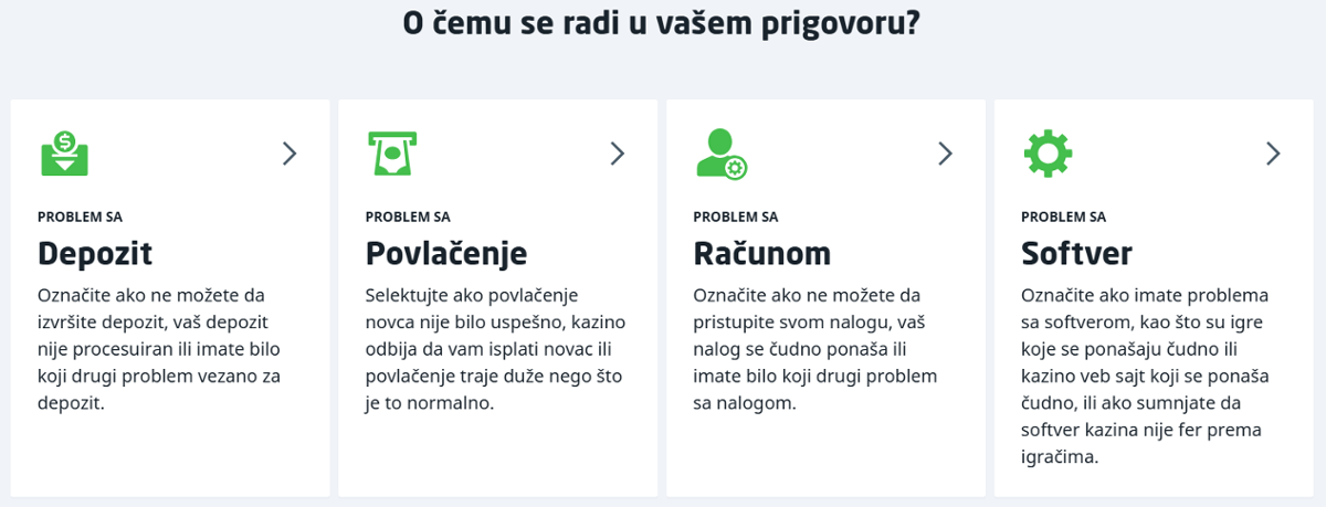 Kategorije prigovora